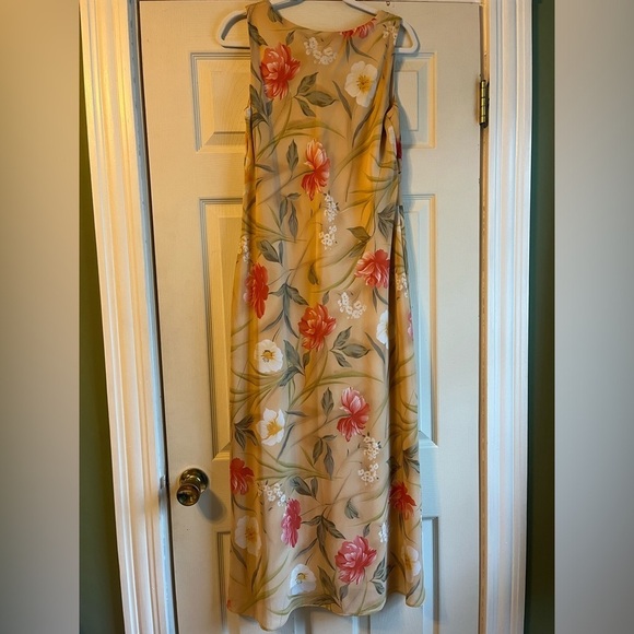 Vintage Floral Maxi Dress 90s USA 12 Vacation Surplice Cottagecore feminine - Picture 3 of 7